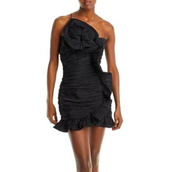 LoveShackFancy ​Brenaya Ruffle Flower Mini Bodycon Dress black size 4